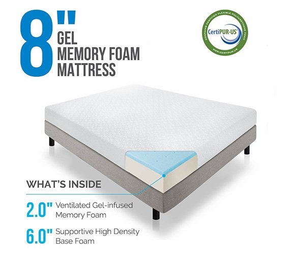 LUCID 8 Inch Firm Memory Foam Mattress Review - Mattressi